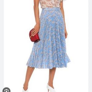 Markus Lupfer Hailey pleated floral-print crepe de chine midi skirt